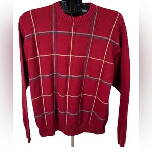 Oscar De La Renta Men's Red Plaid Pullover Sweater 100% Cotton Size XXL